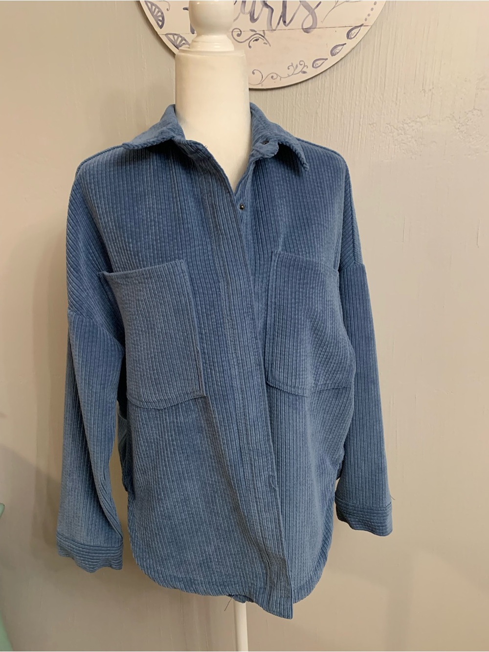 Zara Dusty Blue Corduroy Shacket
